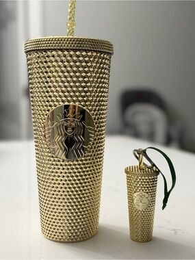 Starbucks Gold Studded Tumbler and Charm Set